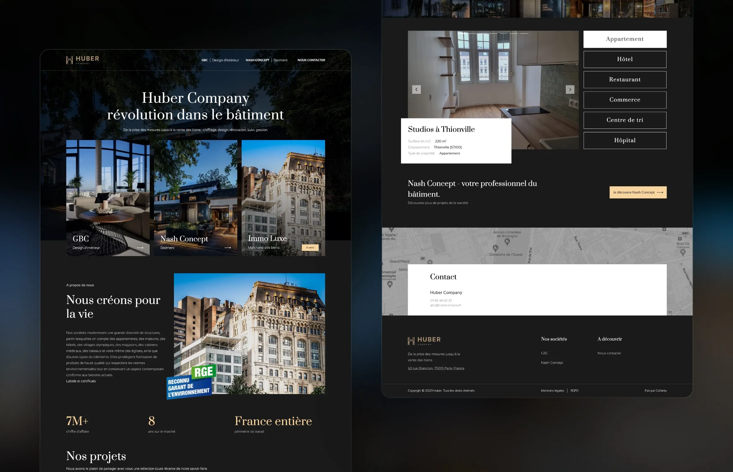 Homepage layout: top and bottom of the page