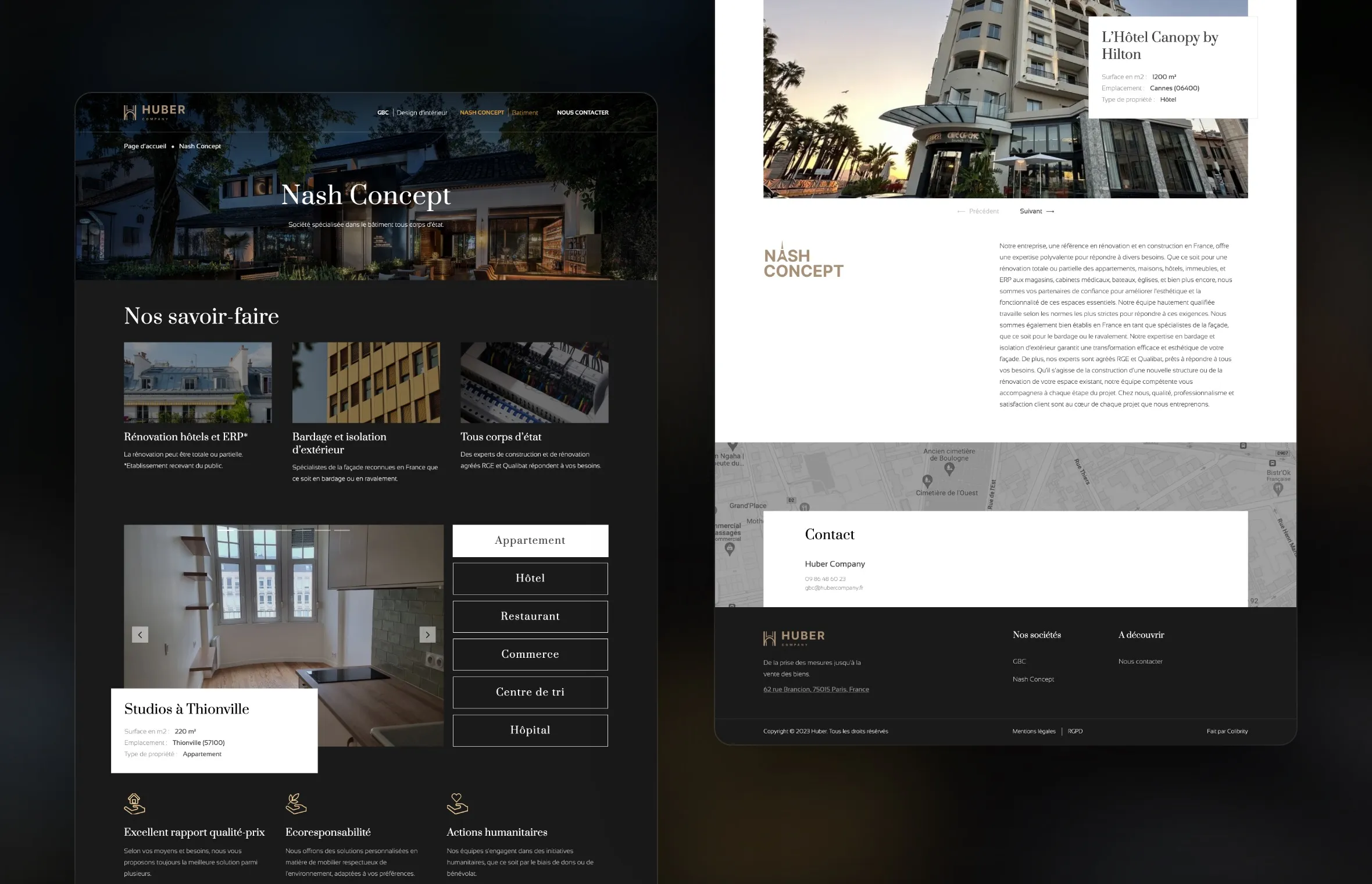 Nash Concept page layout: top and bottom of the page