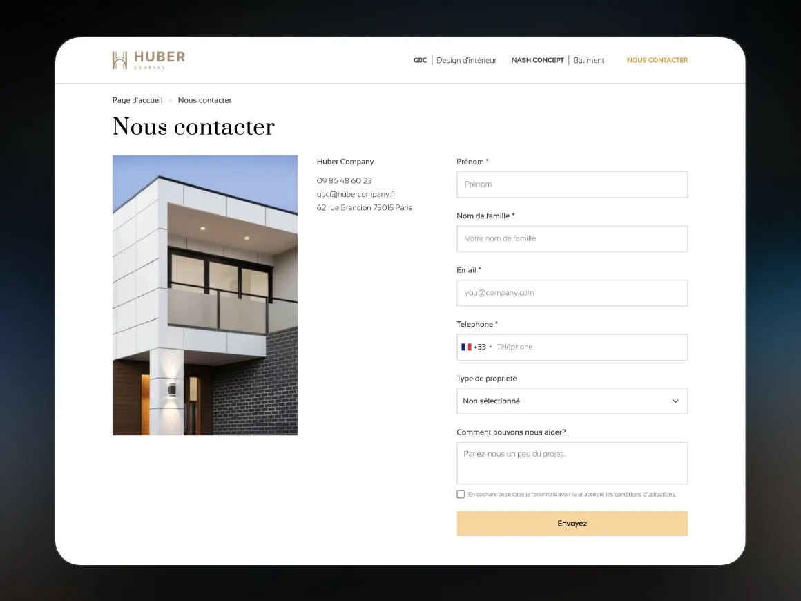 Request form with property type selection