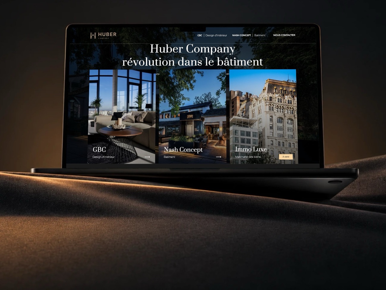 Главный экран сайта Huber Company в браузере